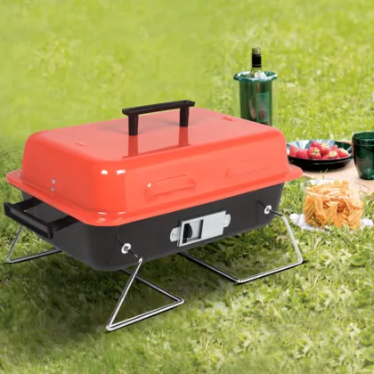 Table Top Grills Portable Rectangular Mini Foldable Leg Go Anywhere Charcoal BBQ Grill