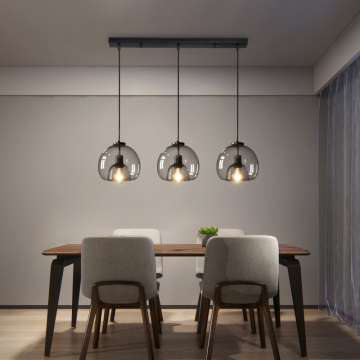 6W 3head Versatile Glass Pendant Light: Smoky Grey Glass Shade for Dining Room and Bar