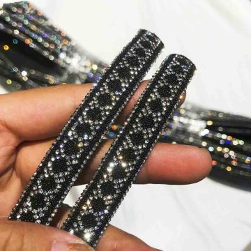 15mm Glass Crystal Rhinestone Shoe Laces with Rope Trim: Chic Garment Accessories for Shiny, Bling Bling Footwear Enhancements