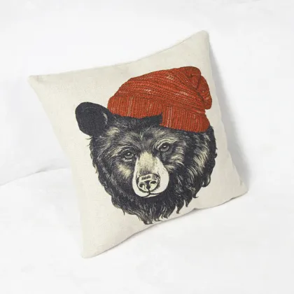 bear cable knit pillow cover face cushion pillow