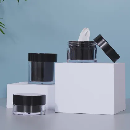 Black Double Layered Cream Jar Face Cream Bottle