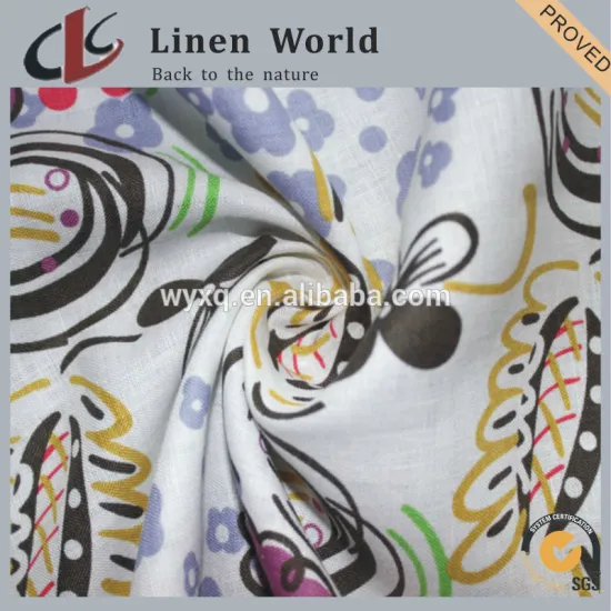 101 100%Linen 14*14 50*54 53/54" Printed Garment Fabric