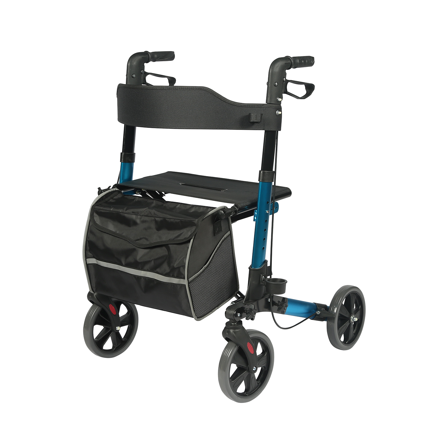 Adjustable Handle Height Rollator Walker with Seat and Backrest