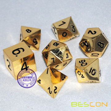 Deluxe Metal Golden Polyhedral Dice Set, Golden RPG Dice