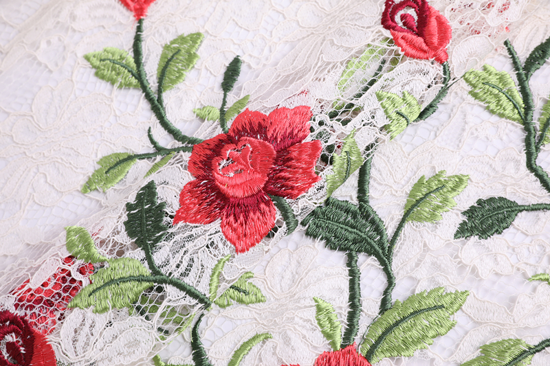 Rose Embroidery On Lace Mesh