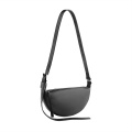 Genuine Leather Half-Moon Crossbody Bag