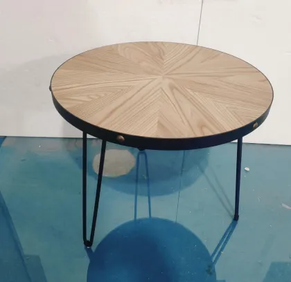 Old Elm Solid Wooden Table with Metal Frame