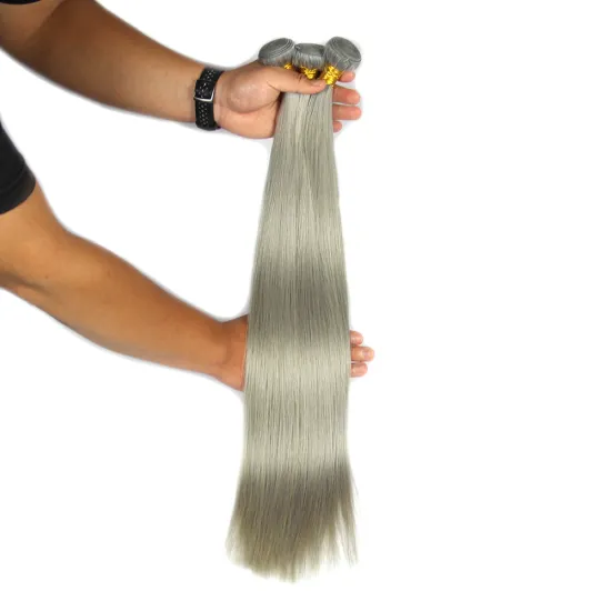 12a grade brazilian human hair silver grey women human hair extensions