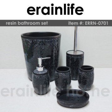 Erainlife hot design 6pcs polyresin bathroom set with glass tiles