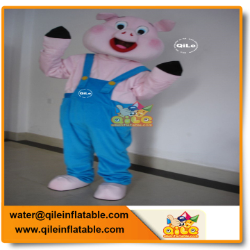 Walking mascot costume pink pig with big head adult pig mascot clothes