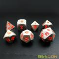 Bescon 7pcs Set Solid Metal Polyhedral D&D Dice Set Matt Silver with Orange Numbers, Metal RPG Role Playing Game Dice Set