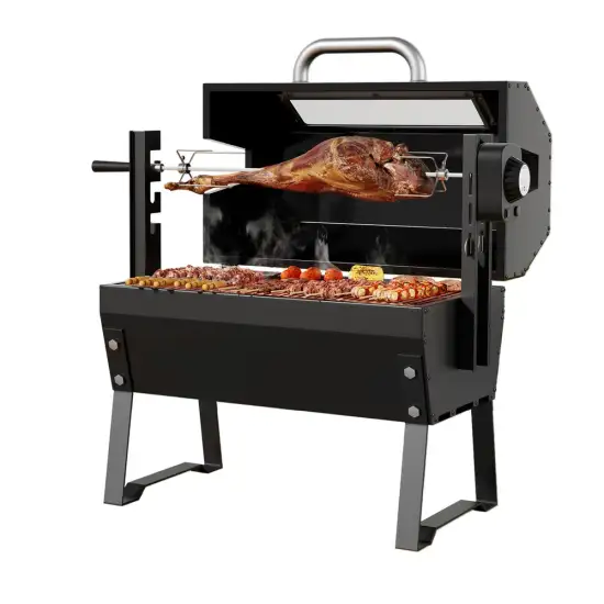 Stainless Steel BBQ Grill Charcoal Electric Smoker Roaster with Meat Rack