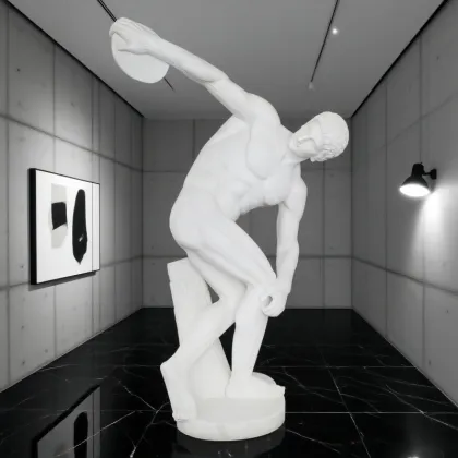 Classical Athlete White Marble Sculpture Dynamic Artistry