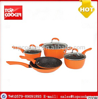 8pcs new design aluminum forged wholesale marble coating cookware