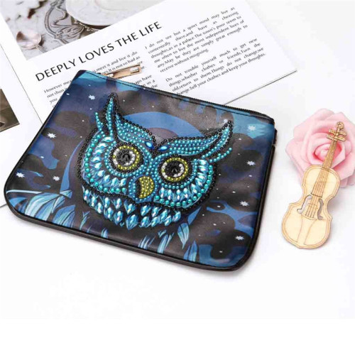 Leather Bags Diamond Embroidery Patch Zipper Bag