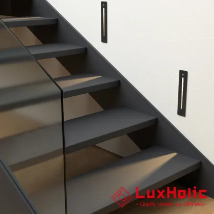 LuxHolic Modern Black Rectangle Narrow Beam 3W Footlight