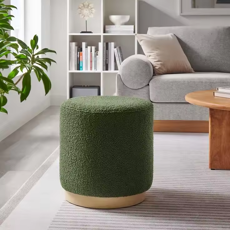 Neuer Verkauf Customized Mitternacht Velvet Runde Form moderne Indoor -Haus Luxus Fußmängel Fußstuhl Stuhl Ottomane Pouf