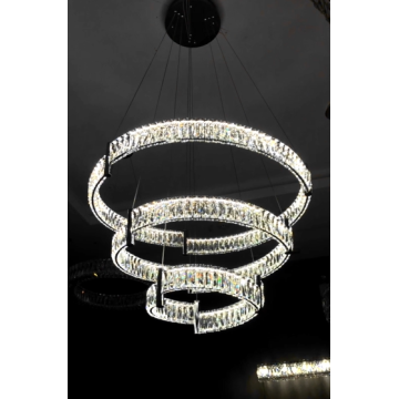 Modern Crystal 3 Tiers Ring Pendant Light for Home