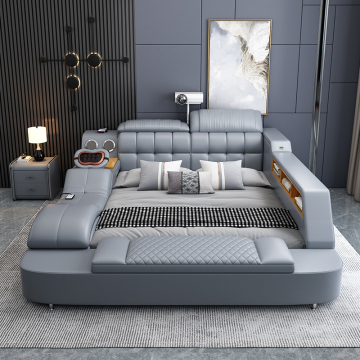 Modern Simple Leather Storage Soft Bed with Tatami Massage Feature