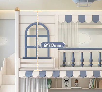 New Design Modern Children's Room Bunk Beds with Bookshelf and Slide Bed