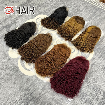 GS Short Bob Curly Brazilian Natural Wave Transparent Lace Front Wig 13x4 Pre Plucked