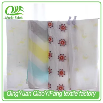 30% cotton and 70% bamboo printed baby muslin swaddle blanket, muslin wraps, baby car seat cover, nursing cover