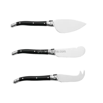 French Laguiole Cheese Knife Set with Butter Spreader, Fork, Slicer, and Cleaver