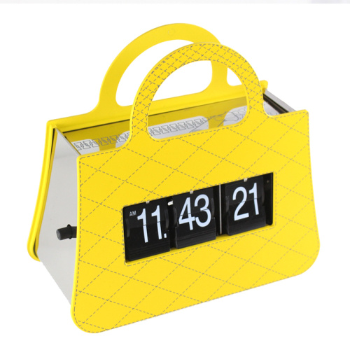 Gelbe Uhr Handtasche Flip Clock
