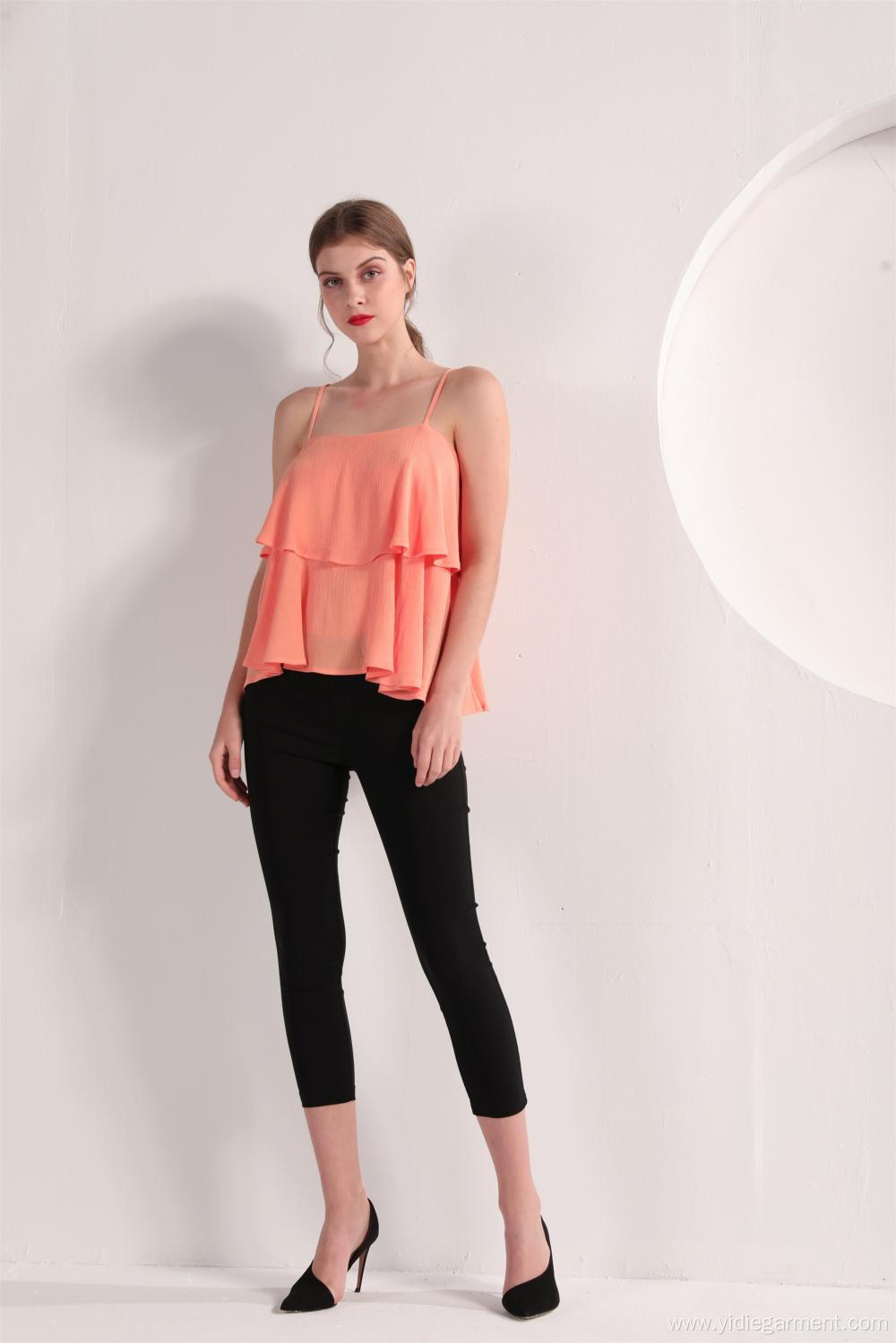 Women's Peach Color Founce Top