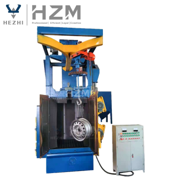Compact Spinner Hanging Double Hooks Wheel Shot Blasting Machine for Aluminum Rims Cleaning - Q376A
