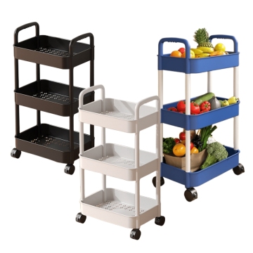 Multi-Layer Mobile Kitchen and Bathroom Storage Cart with Pulleys