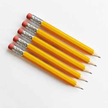 Custom Logo Poplar Wood Mini Yellow Hexagonal Pencils with Eraser