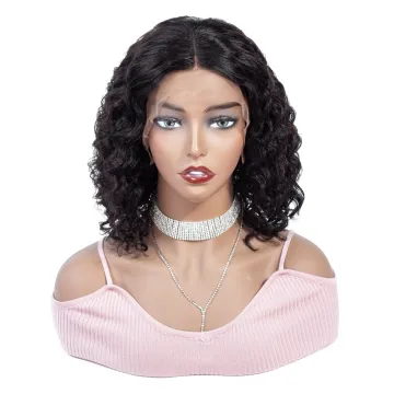 Deep Wave Lace Front Bob Wig For Black Women Real Brazilian Cuticle Aligned Deep Curly Hair Extension Lace Wig