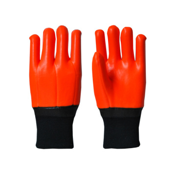 Fluorescent orange PVC coated gloves