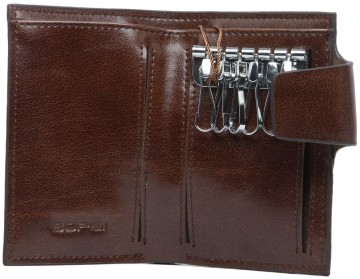 Hot-selling high quality classic brown handmade cow leather wallet key finder