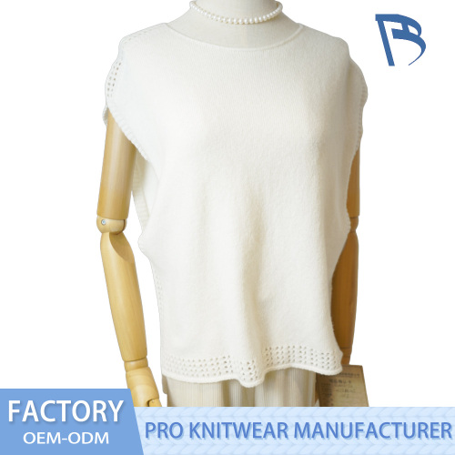 Vestă din tricot fără mâneci, alb-cav