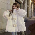 Women's winter loose white cotton-padded coat