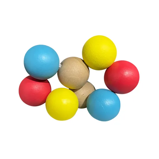 Handmade Baby Wood Toy: Beech Teether Rings, Crochet Beads, Natural Wood Rattle Bracelets