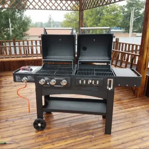 American Style Outdoor Garden Barbecue Grill Supplier Camping Tool Stainless Steel Gas BBQ Grill Trolley