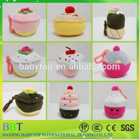 custom new product promotional stuffed soft toy plush cupcake keychain toy