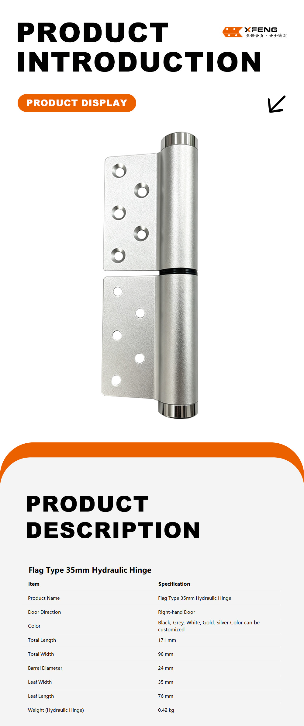 4-Flag Type 35mm Hydraulic Hinge-x