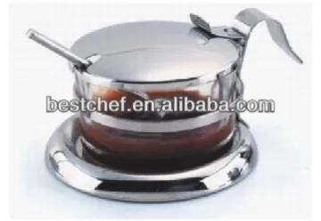 Sugar bowl/Cheese jar with cover stainless steel and glass