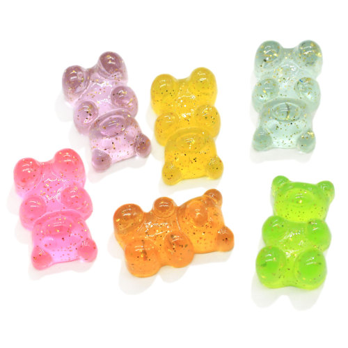 Wholesale Kawaii Gummy Bear Resin Charms Flat Back Cabochon Beads Cute Animal DIY Home Ornament Jewelry  Necklace Making