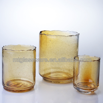 FDA,SGS,Handmade men-blowin AMBER COLORED candle holder supplies