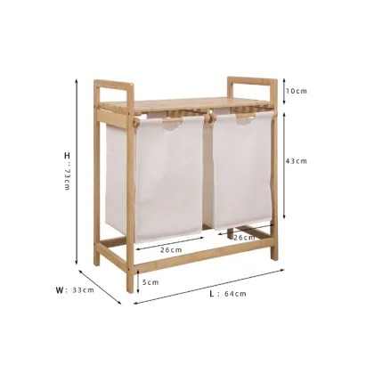 Bamboo Double-Drawer White Storage Rack