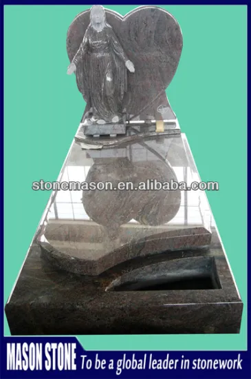 Carved figure heart shape memorial headstone