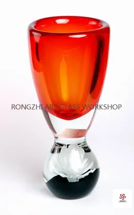 Red Vase with White Snow Lotus