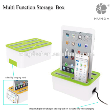 Custom storage box for multiple charger, save room multi smart mobile phone and tablet charging