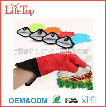 Extra Long Quilted Cotton Lining Silicone Kitchen Potholder Gloves