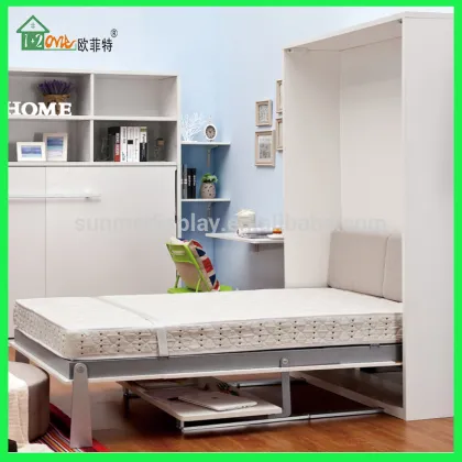 Vertical turning DIY white wall bed double wall bed folding deskl bed